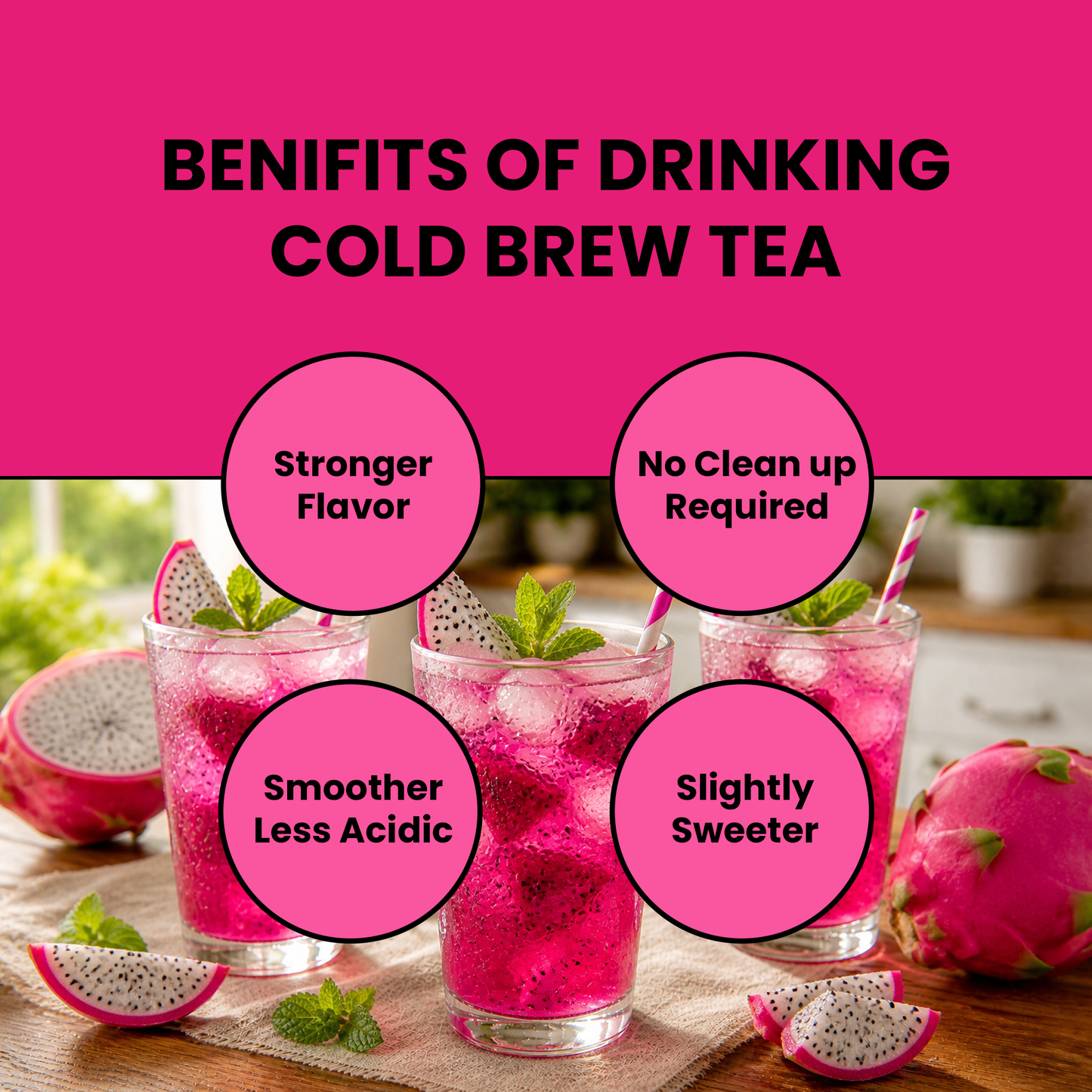 Cold Brew Dragon Fruit Dream - Caffeine-Free Superfood Drink -  Makes 10 Quarts