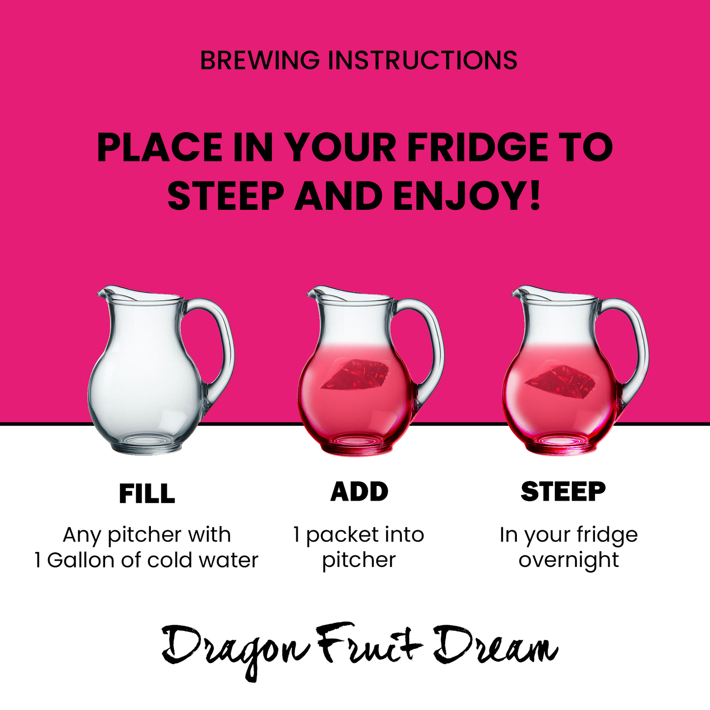 Cold Brew Dragon Fruit Dream - Caffeine-Free Superfood Drink -  Makes 10 Quarts