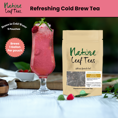 Cold Brew Raspberry Black - Moderate Caffeine Fruity Ceylon Black Tea -  Makes 5 Gallons