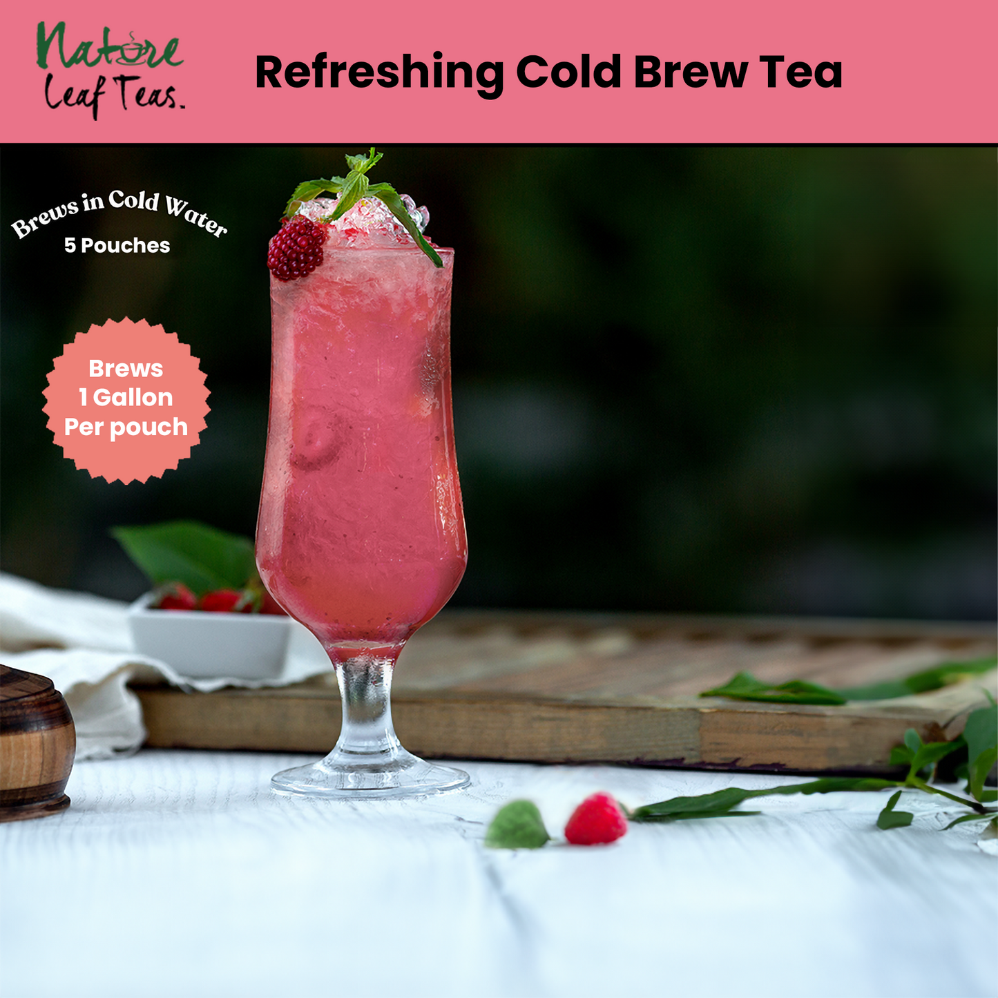 Cold Brew Raspberry Black - Moderate Caffeine Fruity Ceylon Black Tea -  Makes 5 Gallons