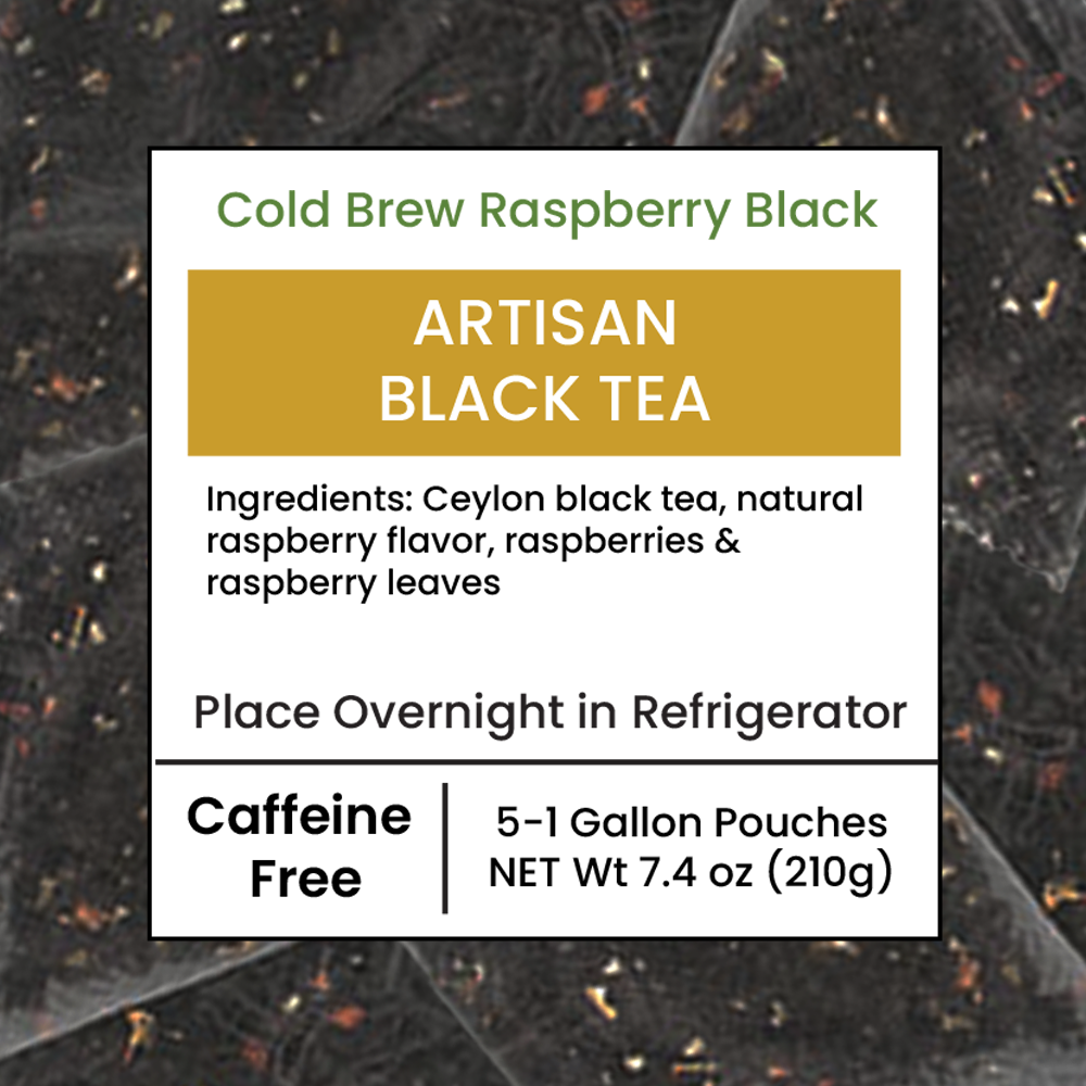 Cold Brew Raspberry Black - Moderate Caffeine Fruity Ceylon Black Tea -  Makes 5 Gallons