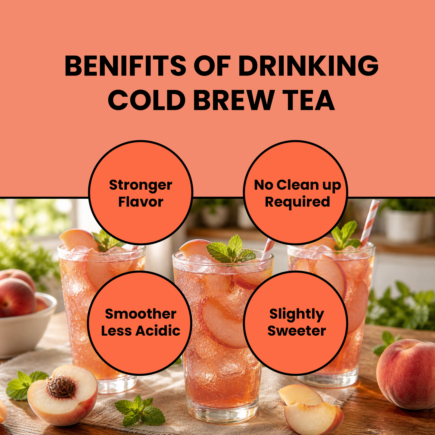 Cold Brew White Peach - Moderate Caffeine Healthy Premium Tea Drink -  Makes 5 Gallons