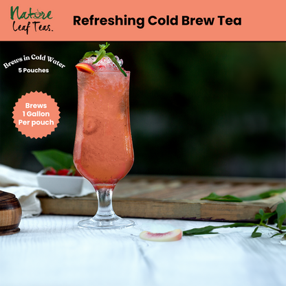 Cold Brew White Peach - Moderate Caffeine Healthy Premium Tea Drink -  Makes 5 Gallons