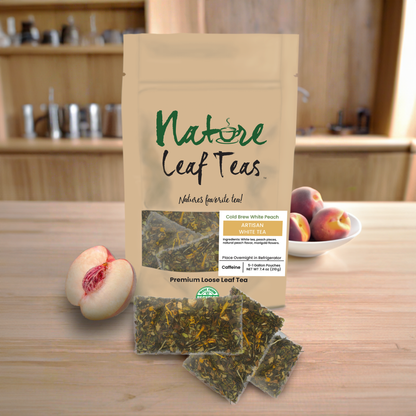 Cold Brew White Peach - Moderate Caffeine Healthy Premium Tea Drink -  Makes 5 Gallons